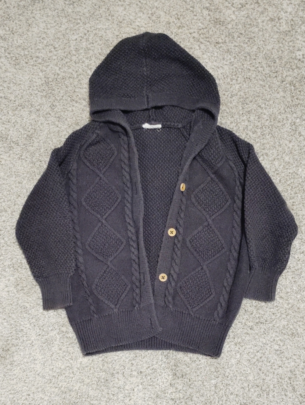 Jamie Kay Black Hooded Cable-Knit Cardigan